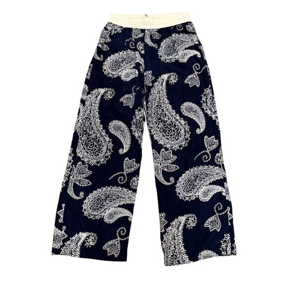 Metro Wear Pants - Metro Wear Paisley Wide Leg Pants Blue White Boho M 31" Inseam Vacation Resort